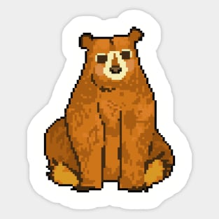 Bear Hug: Pixel Art Bear Design for Fashionable Attire Sticker